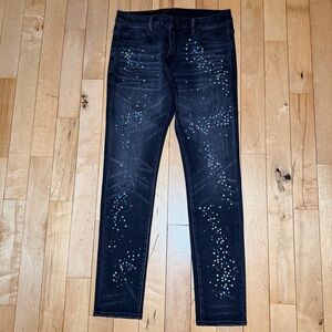 Embellish Black Blue/Pink/Teal/ White Jeweled Stretchy Skinny
Denim sz 32